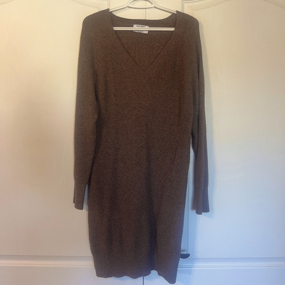Old Navy Brown Long Sleeve Sweater Dress